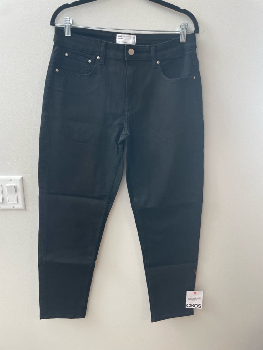 ASOS DESIGN Skinny Jeans Black 5 Pocket Zip Mid Waist Size 30x30 MSRP$42 NWT